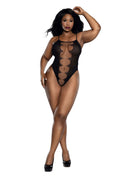 "Easy Teddy With Fishnet Peek a Boo - Black - Q DG-14016XBLKQ"