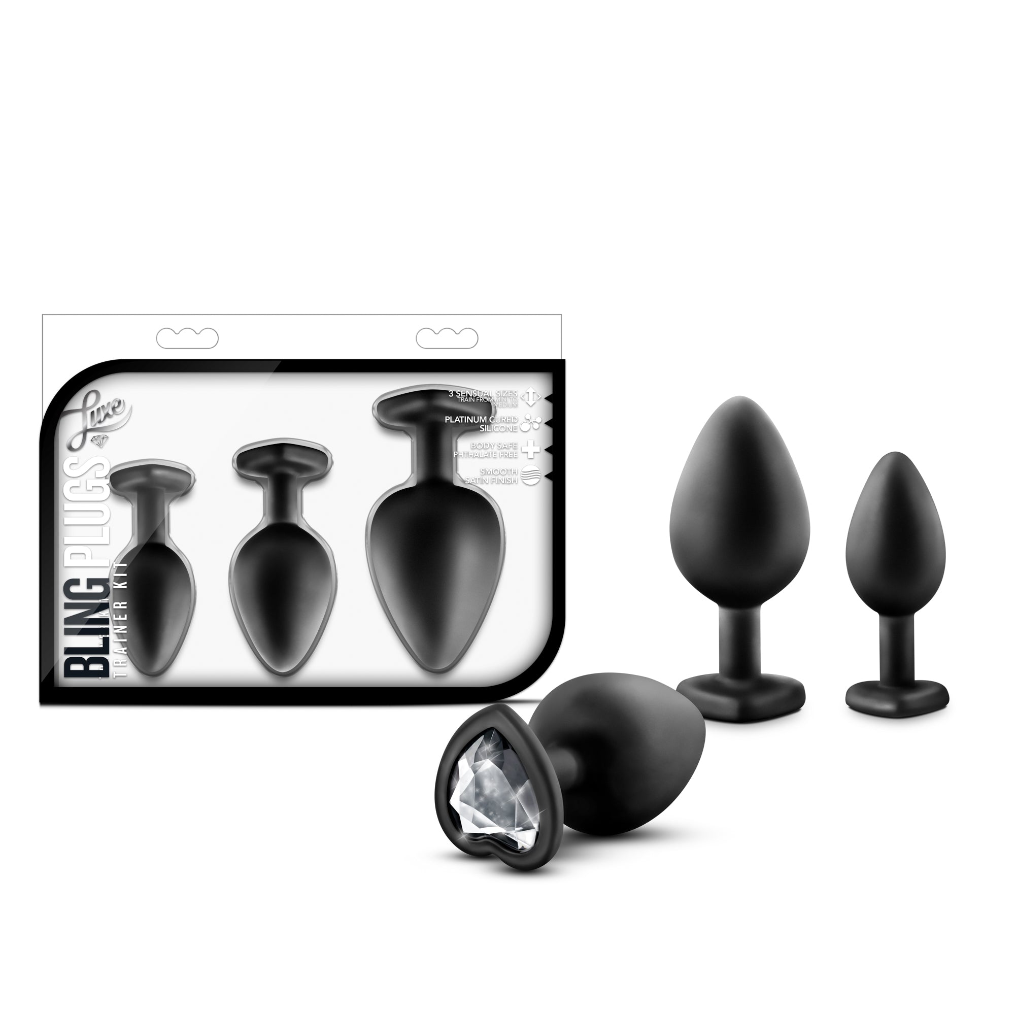 "Luxe - Bling Plugs Training Kit - Black With White Gems BL-395835"