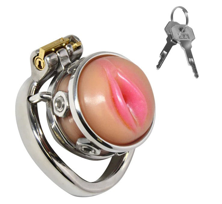"Pussy Boy Metal Chastity Cage - Silver MS-AH568"