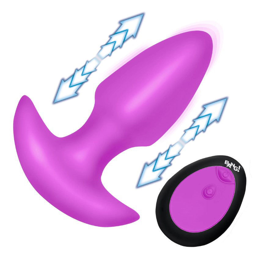 "Thrusting and Vibrating Silicone Butt Plug - Purple BNG-AH832-PU"