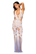 "Bodystocking Gown - One Size - White/hydrangea DG-0491WHHYDOS"