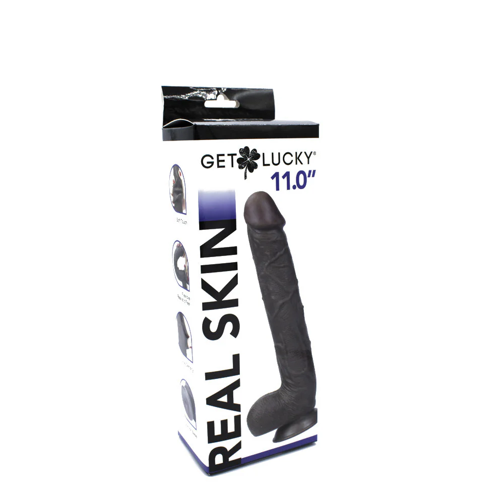"Real Skin 11 Dual Layer Dildo - Dark Brown VB-GL-3229"