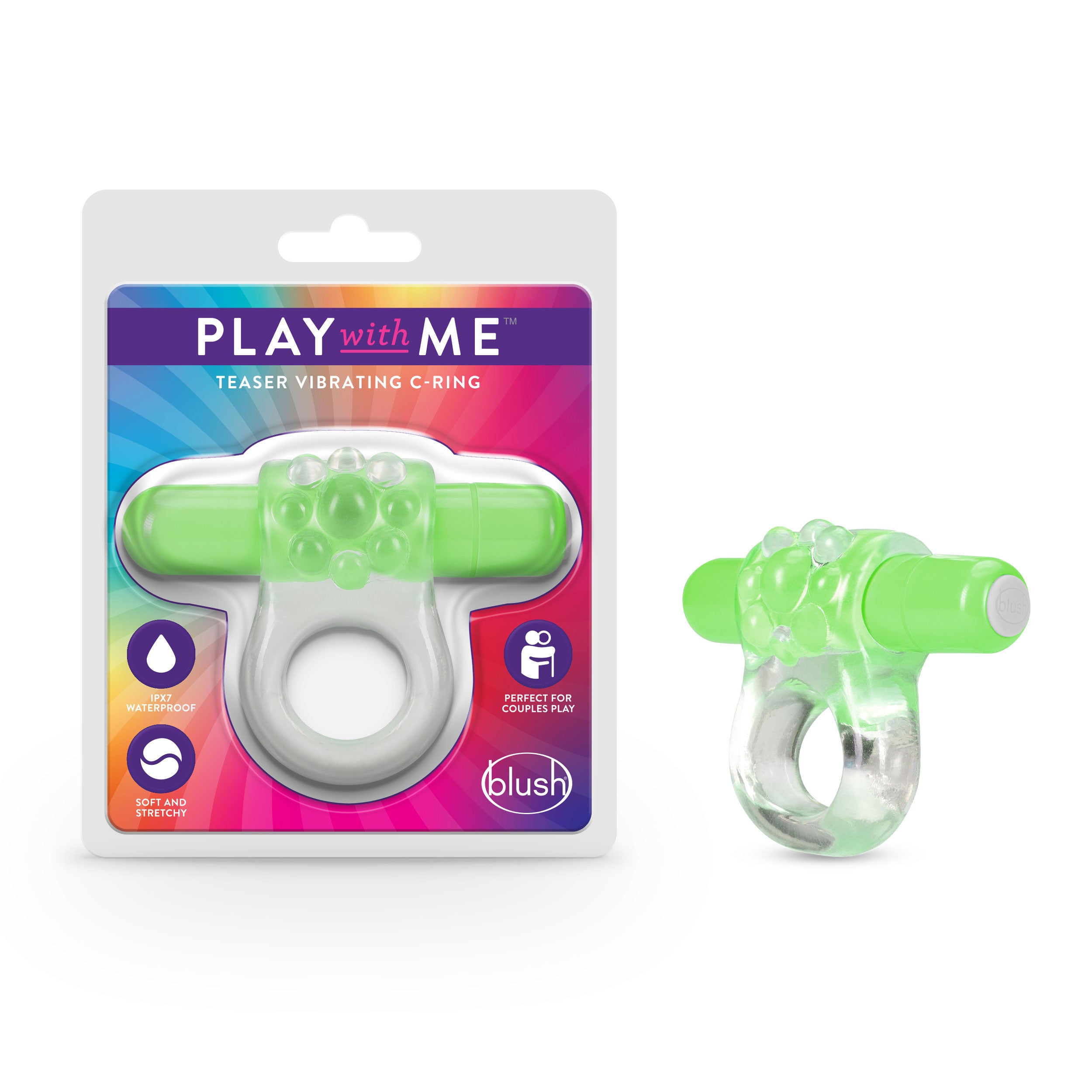 "Play With Me  Teaser Vibrating C-Ring  Green BL-74122"
